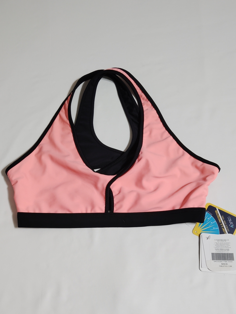 Fabletics Pink and Black Racerback Reversible Bikini Top